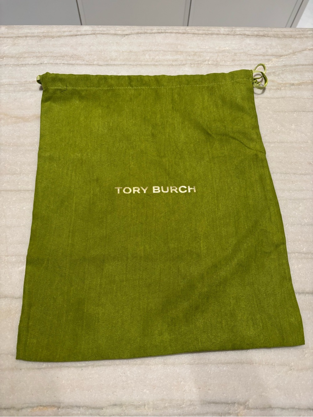 Tory Burch Olive Green Logo Drawstring Bag